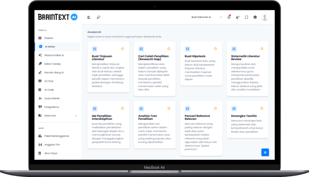AI Buat Tesis Online BrainText AI - Generator Tesis Otomatis untuk