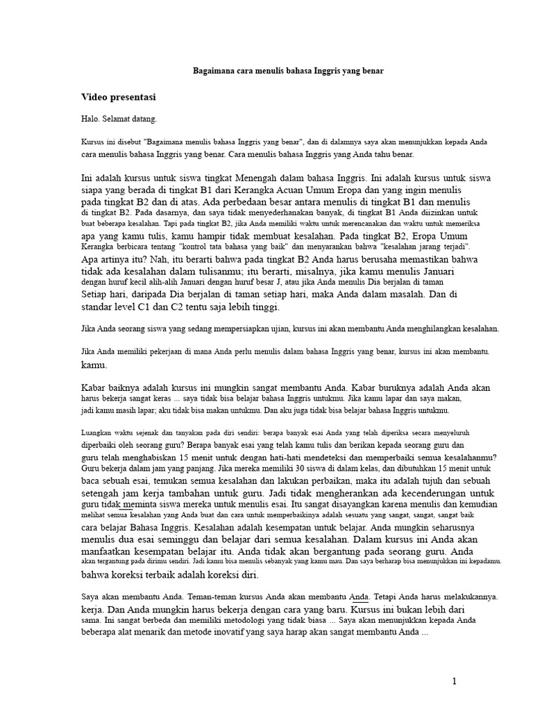 Cara Menulis Bahasa Inggris yang Benar PDF