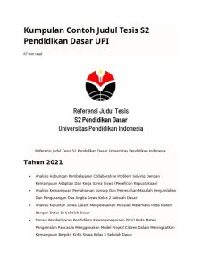 Contoh Judul Tesis S2 Pendidikan Dasar PDF