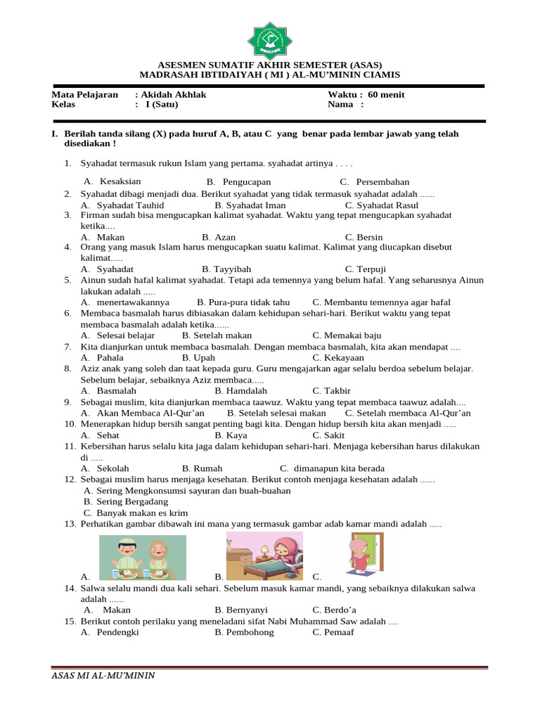 Ternyata Ini 5 Soal Aqidah Kelas 1 Semester 2 yang Berkaitan dengan Hanapi Bani, Wajib Tahu