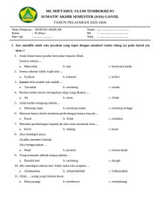 Soal Akidah Akhlak Kelas II MI 2025-2026 PDF