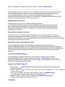 Solusi Membuat Kerangka Tesis APA PDF