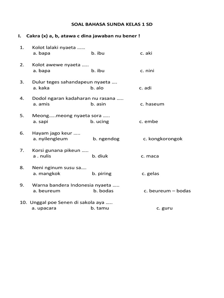 3 Rahasia Soal Basa Sunda Kelas 1 Semester 2 yang Jarang Diketahui 3 Rahasia Soal Basa Sunda Kelas 1 Semester 2 yang Jarang Diketahui