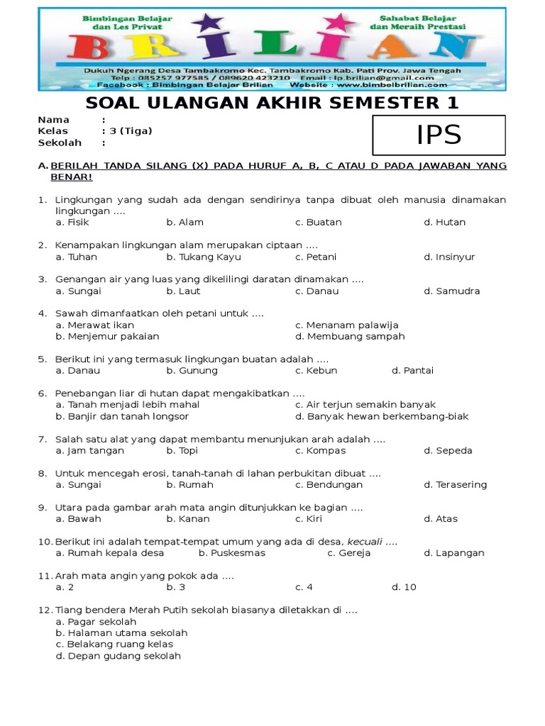 15 Contoh Soal UAS IPS Kelas 3 Semester 1 Ternyata Semudah Ini, Wajib Coba Sebelum Terlambat