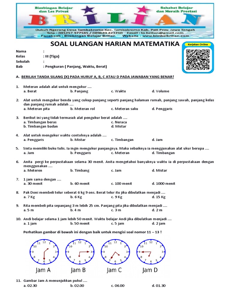 Ayo Jago Mengukur Waktu Latihan Soal Seru untuk Kelas 3 SD