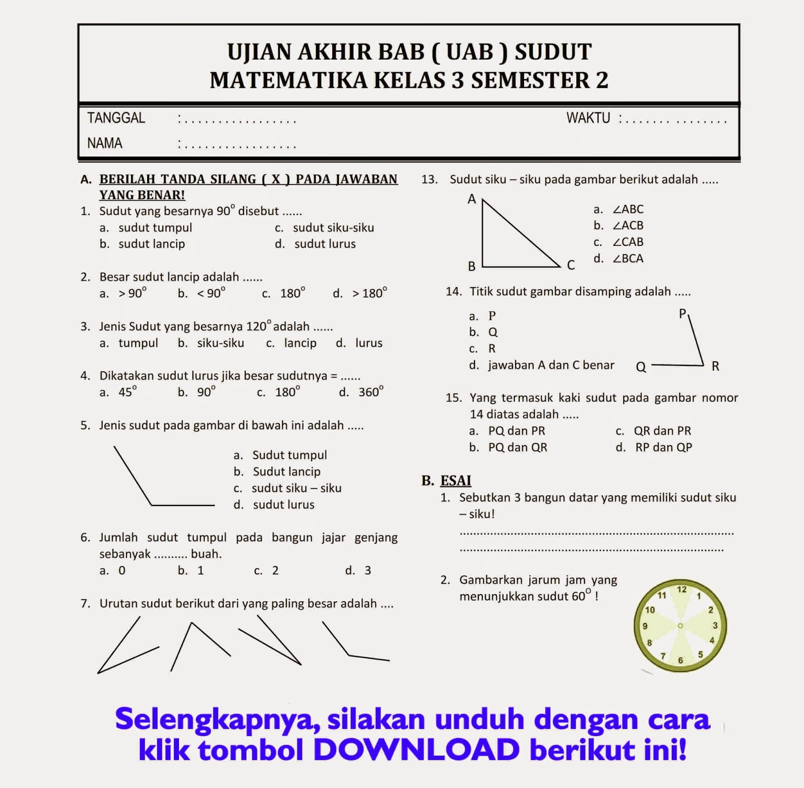Menguji Pemahaman Mendalam Contoh Soal UAS Semester 2 Kelas 1 SD Tema