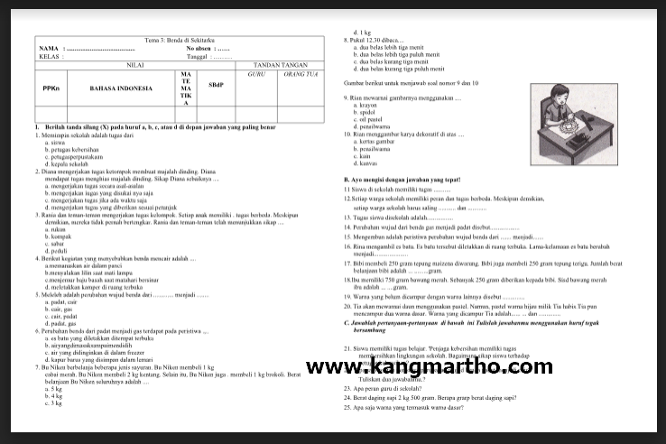 Akhirnya Ada Kumpulan Contoh Soal UAS Kelas 3 SD Tema 2 PDF Siap Cetak untuk Latihan Anak Sebelum Ujian