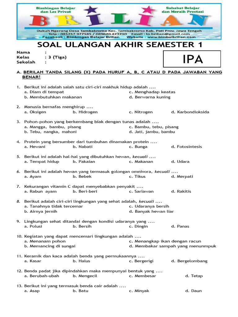 Contoh Soal UAS Kelas 3 SD Semester 1 Ternyata Mirip Survei Sulingjar 2026, Wajib Tahu 3 Pola Ini Contoh Soal UAS Kelas 3 SD Semester 1 Ternyata Mirip Survei Sulingjar 2026, Wajib Tahu 3 Pola Ini