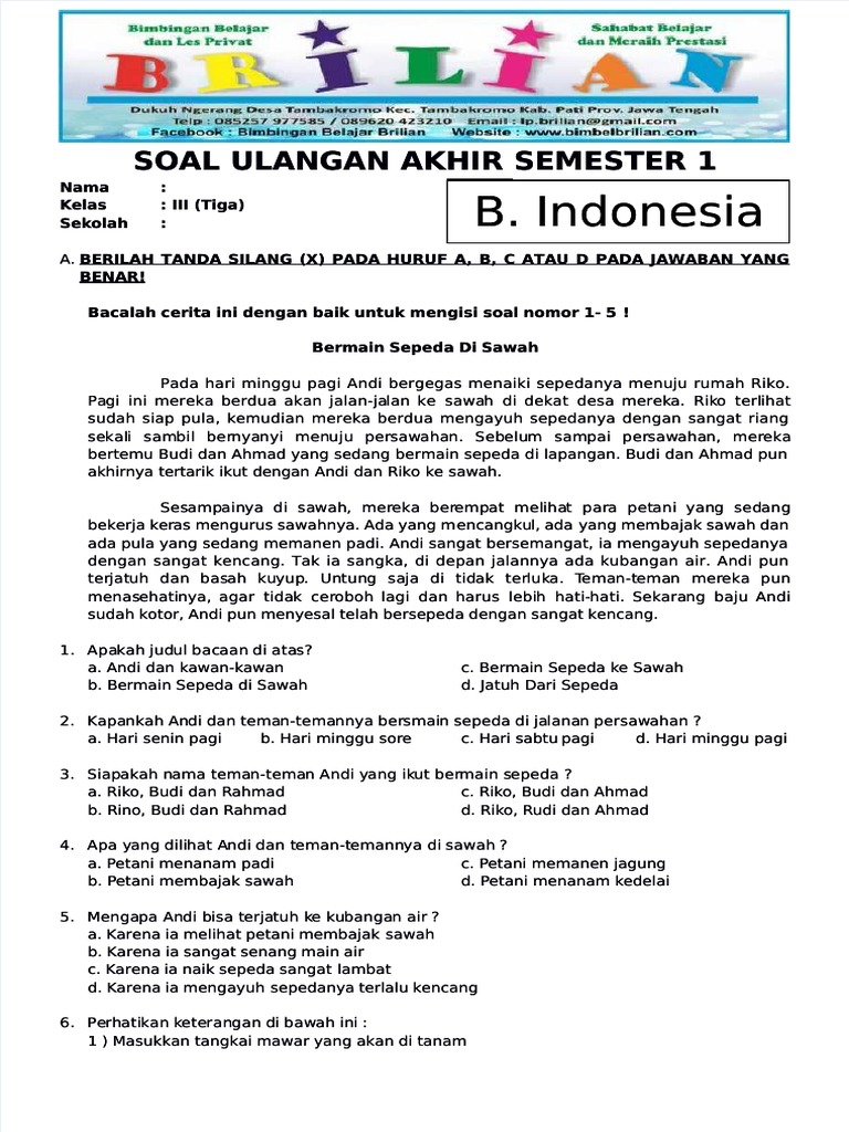 Inilah 7 Contoh Soal UAS Kelas 3 MI Bilingual yang Sering Muncul dan Wajib Dikuasai Sebelum Ujian 2026 Inilah 7 Contoh Soal UAS Kelas 3 MI Bilingual yang Sering Muncul dan Wajib Dikuasai Sebelum Ujian 2026