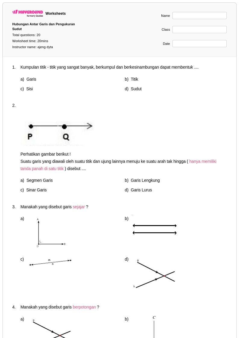 Terbukti Ampuh 7 Latihan Soal Matematika Hubungan Antar Garis Kelas 4 SD untuk Anak Pintar