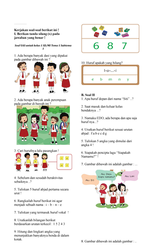 Terbukti Efektif! 7 Contoh Soal UAS Kelas 1 SD Tema 3 yang Bikin Anak Paham Cepat Terbukti Efektif! 7 Contoh Soal UAS Kelas 1 SD Tema 3 yang Bikin Anak Paham Cepat