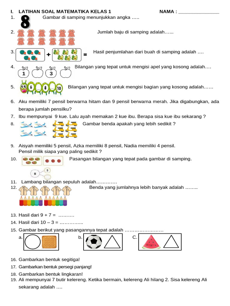 Ternyata Ini Rahasia Latihan Soal Matematika Kelas 1 Subtema 1 Sampai 4 yang Efektif dan Menyenangkan