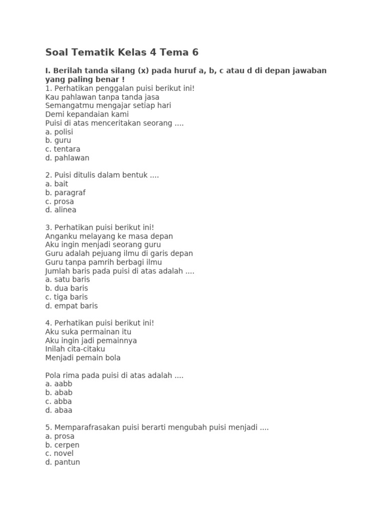 Rahasia Lulus Ujian dengan Latihan Soal Tema 6 Kelas 4 Semester 2 yang Paling Akurat