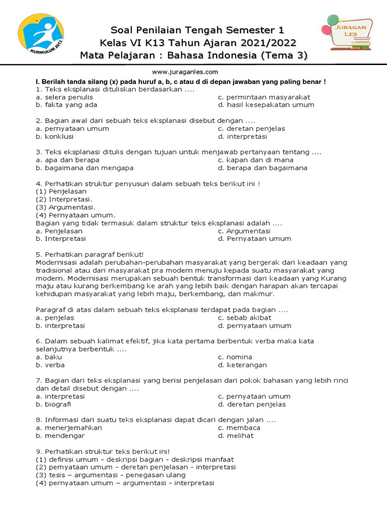 Rahasia Lulus Ujian dengan Soal Bahasa Indonesia SD Kelas 6 Semester 1 Terbaru
