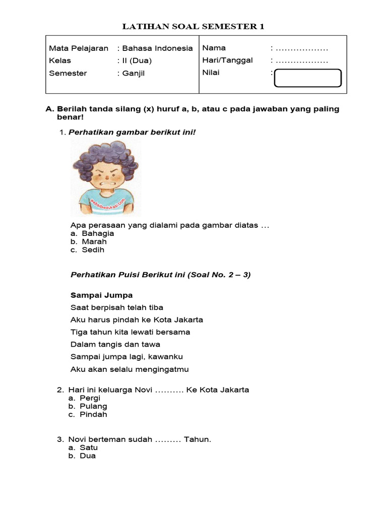 Ternyata Ini Bocoran soal bahasa indonesia semester 1 kelas 2 ktsp Paling Akurat Ternyata Ini Bocoran soal bahasa indonesia semester 1 kelas 2 ktsp Paling Akurat
