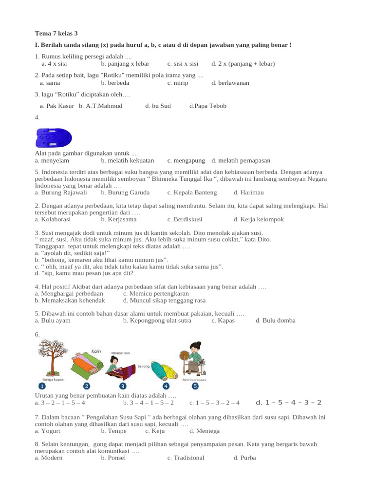 Wajib Tahu! Latihan Soal Tema 7 Sub Tema 2 Kelas 3 Ini Terbukti Ampuh Bantu Belajar